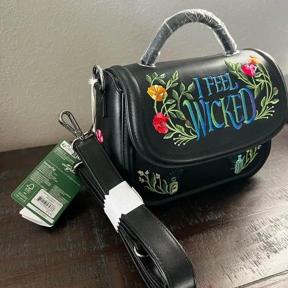 WICKED - I Feel Wicked Loungefly Embroidered Black Handbag - Picture 4 of 8